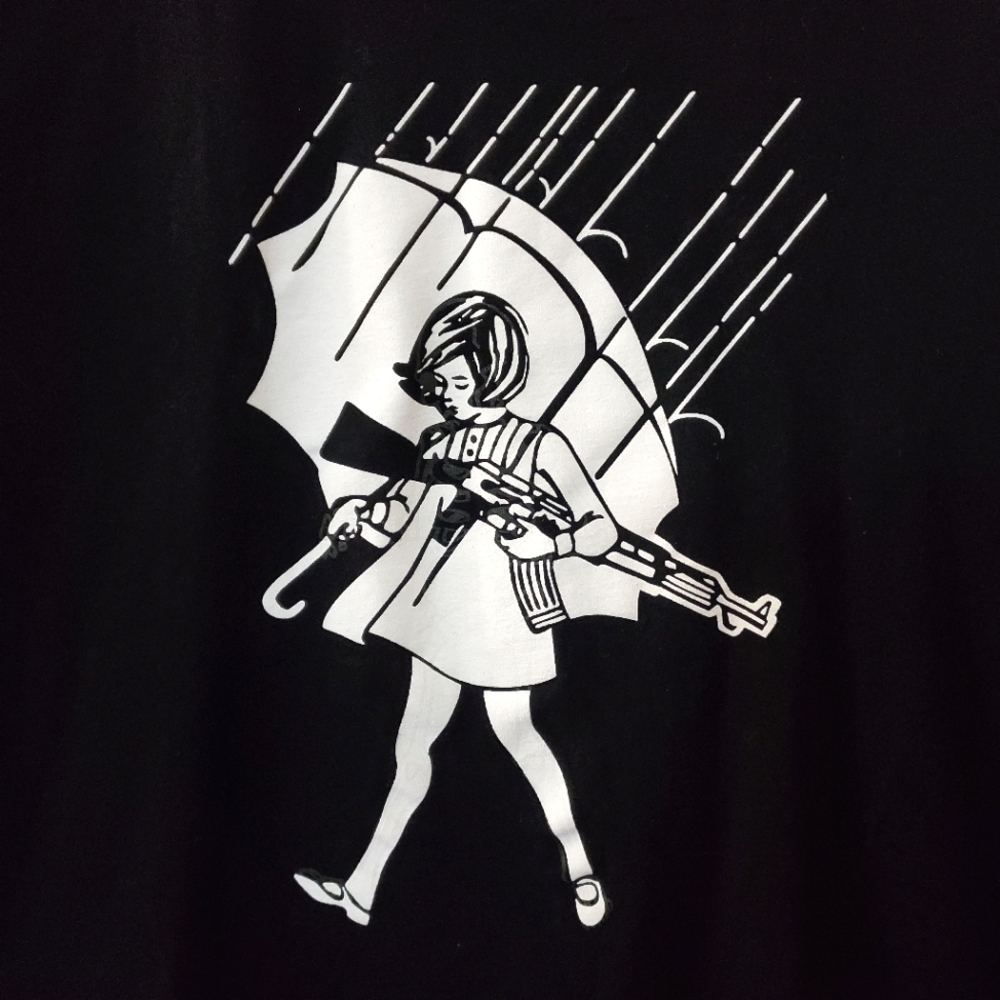 Morton Salt Girl Graffiti style tee with Glow in the Dark Skelton feature - M